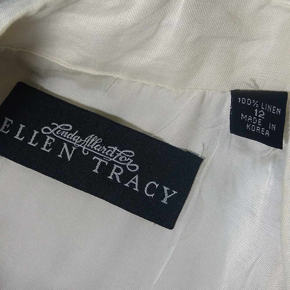 Vintage 80's Ellen Tracy size 12 ivory/cream linen suit jacket - Picture 16 of 16
